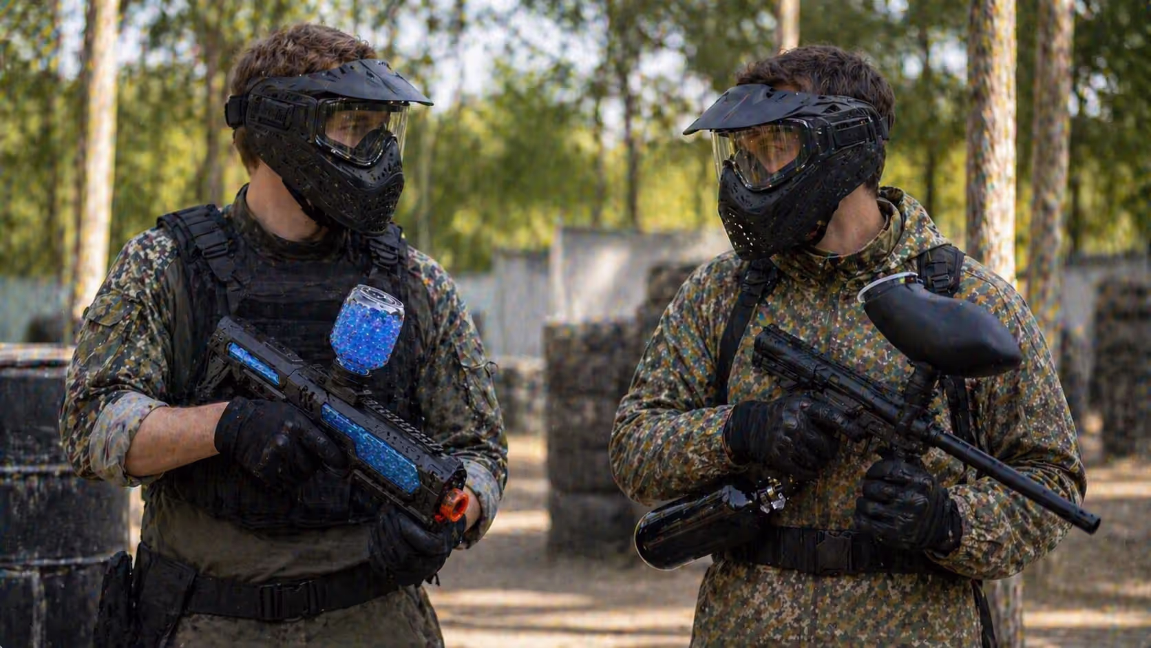 Comparison between gellyball and paintball equipment and gear