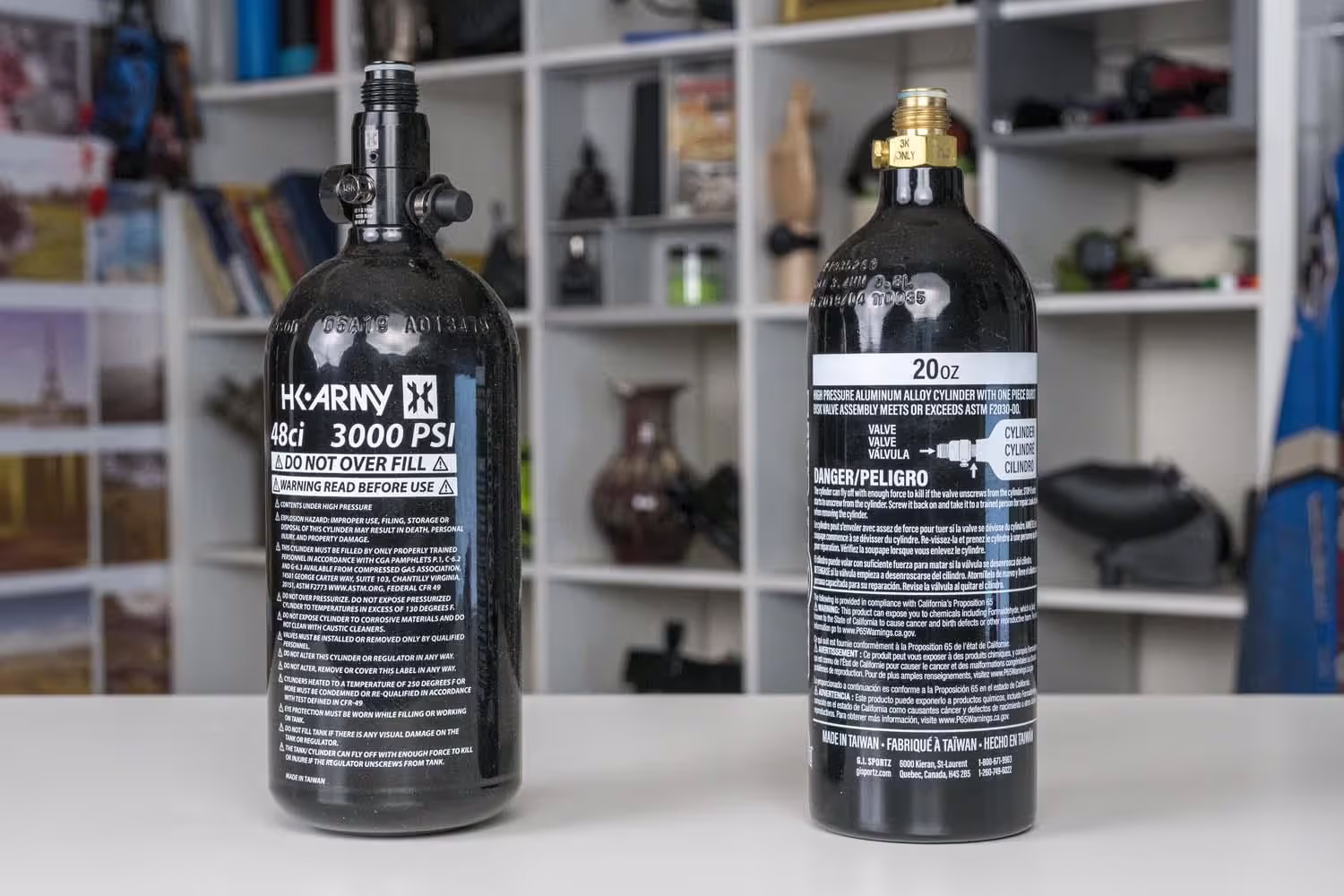 Different paintball tank sizes