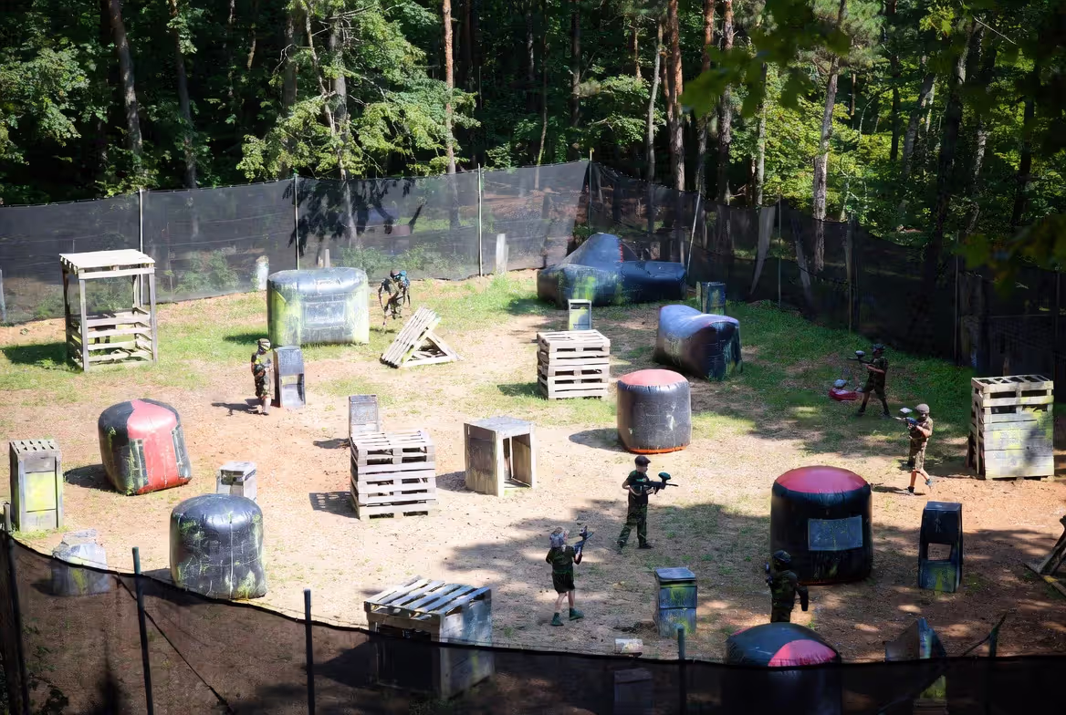 Different paintball party setups
