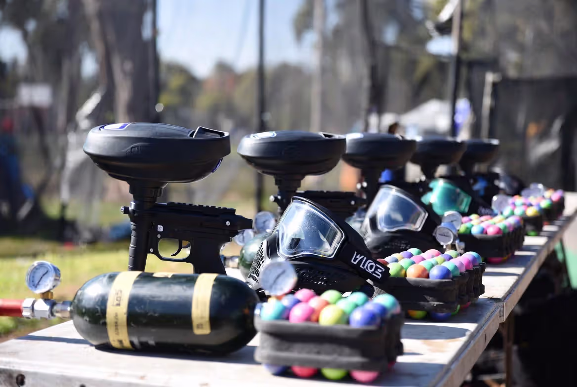 Paintball gear included in packages