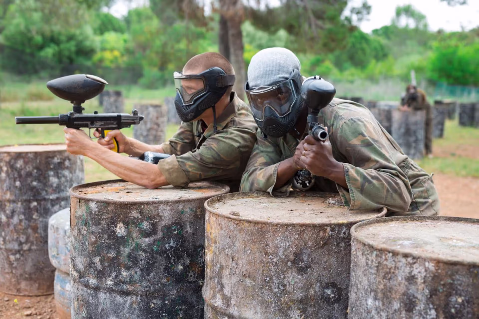 Paintball action: adrenaline, teamwork, and strategy
