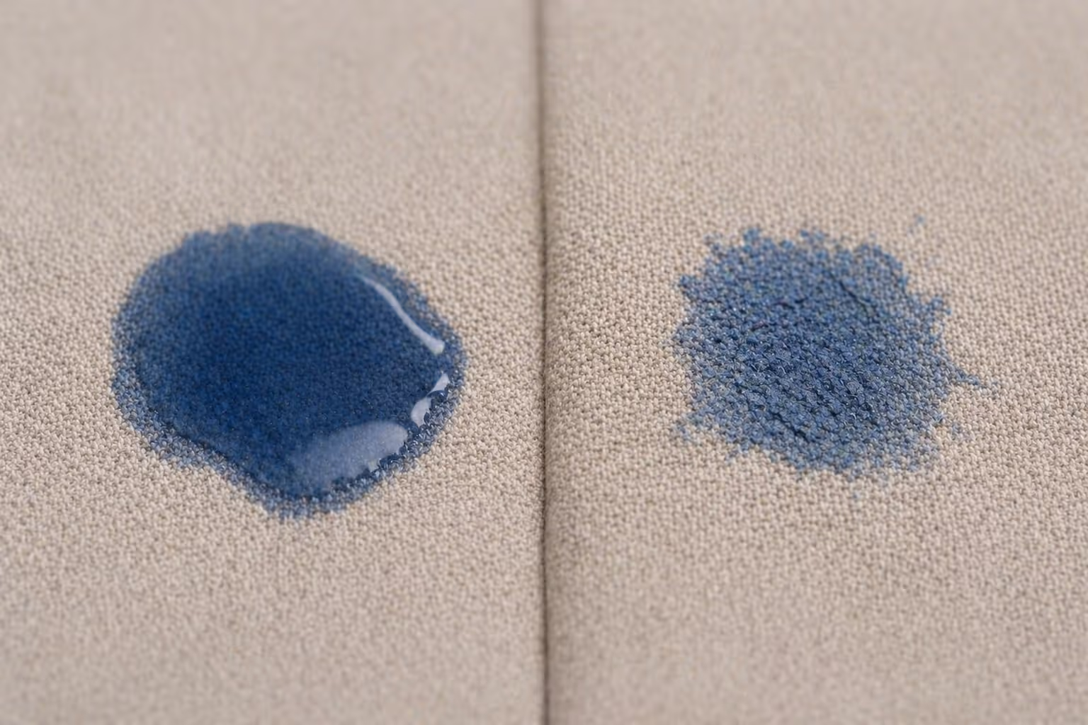 comparison of fresh and dried paintball stains on fabric